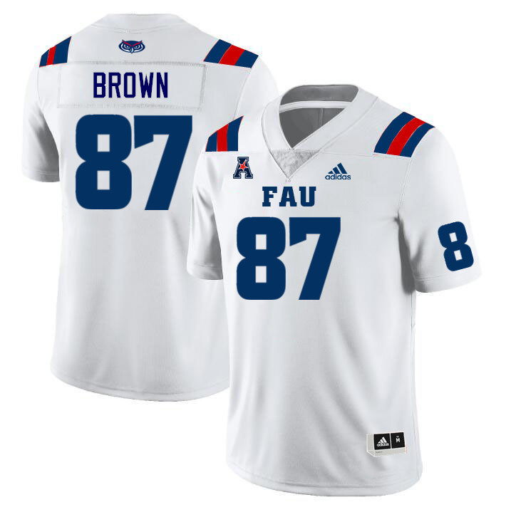 Florida Atlantic Owls #87 Elijah Brown College Football Jerseys Stitched Sale-White